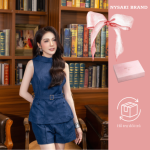 [NY SAKI] Set Denim Arlisse Thêu Hoa Cá Tính